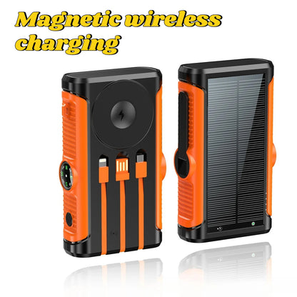 50000mAh Solar Power Bank 22.5W Magnetic Wireless Charging Camping Powerbank with Cables External Battery for IPhone Magsafe